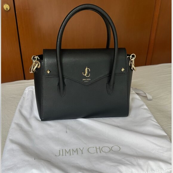 Jimmy Choo Black Purse JC Lady Satchel Leather - Picture 1 of 9